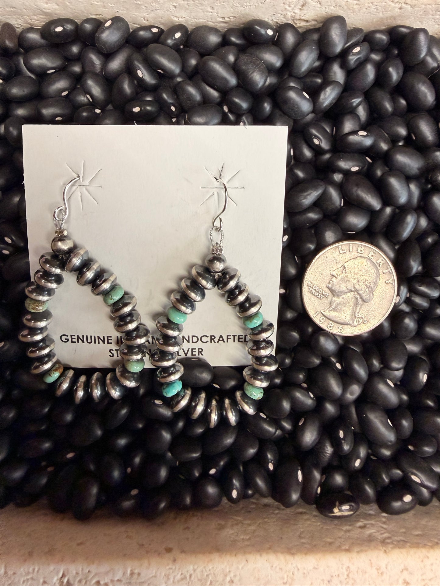 Sterling Silver & Turquoise Dangle Beaded Earrings