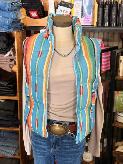 Turquoise Trails Serape Puffer Vest
