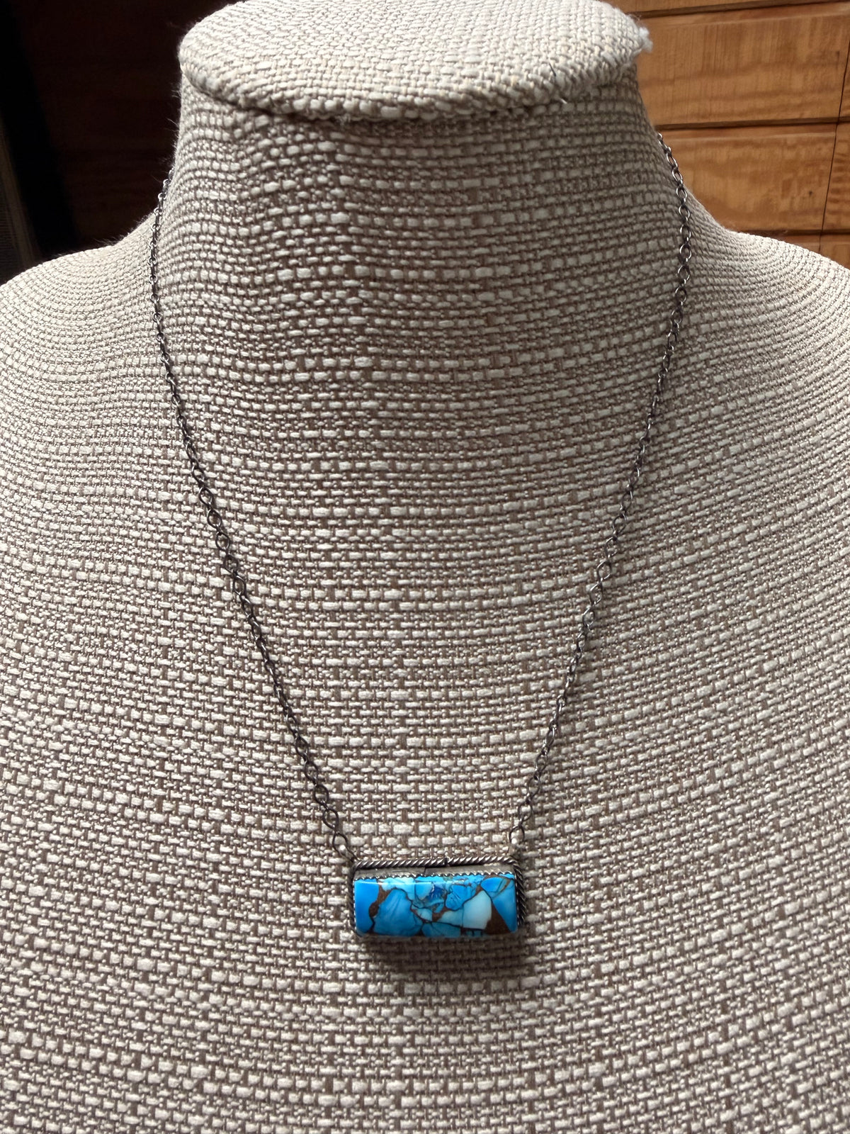 Ice Blue Dahlia Bar Necklace
