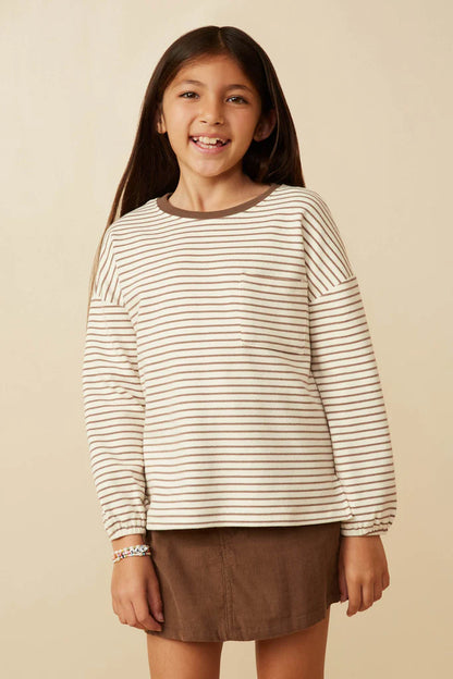 Girls Soft Stripe Knit Long Sleeve Tee