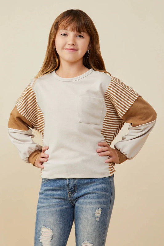 Girls Stripe Color Block Top
