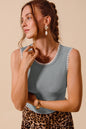 Rib Sleeveless Tank With Embroidery Detail