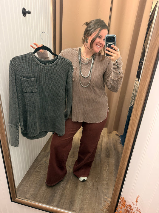 Ridgeway Waffle Knit Top (2 Colors)