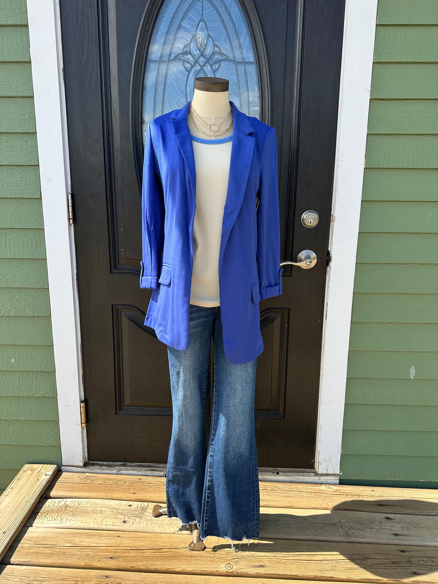 BLAZER W/ ROLL UP SLEEVE & FLAP POCKET (2 Colors)
