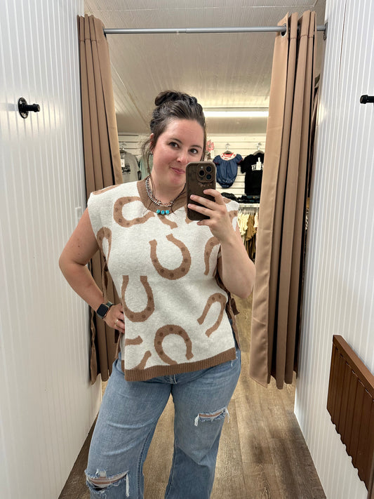 Horseshoe Pattern Sweater Vest