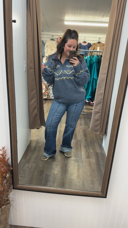Cozy Fit Knit Sweater With Relaxed Collar