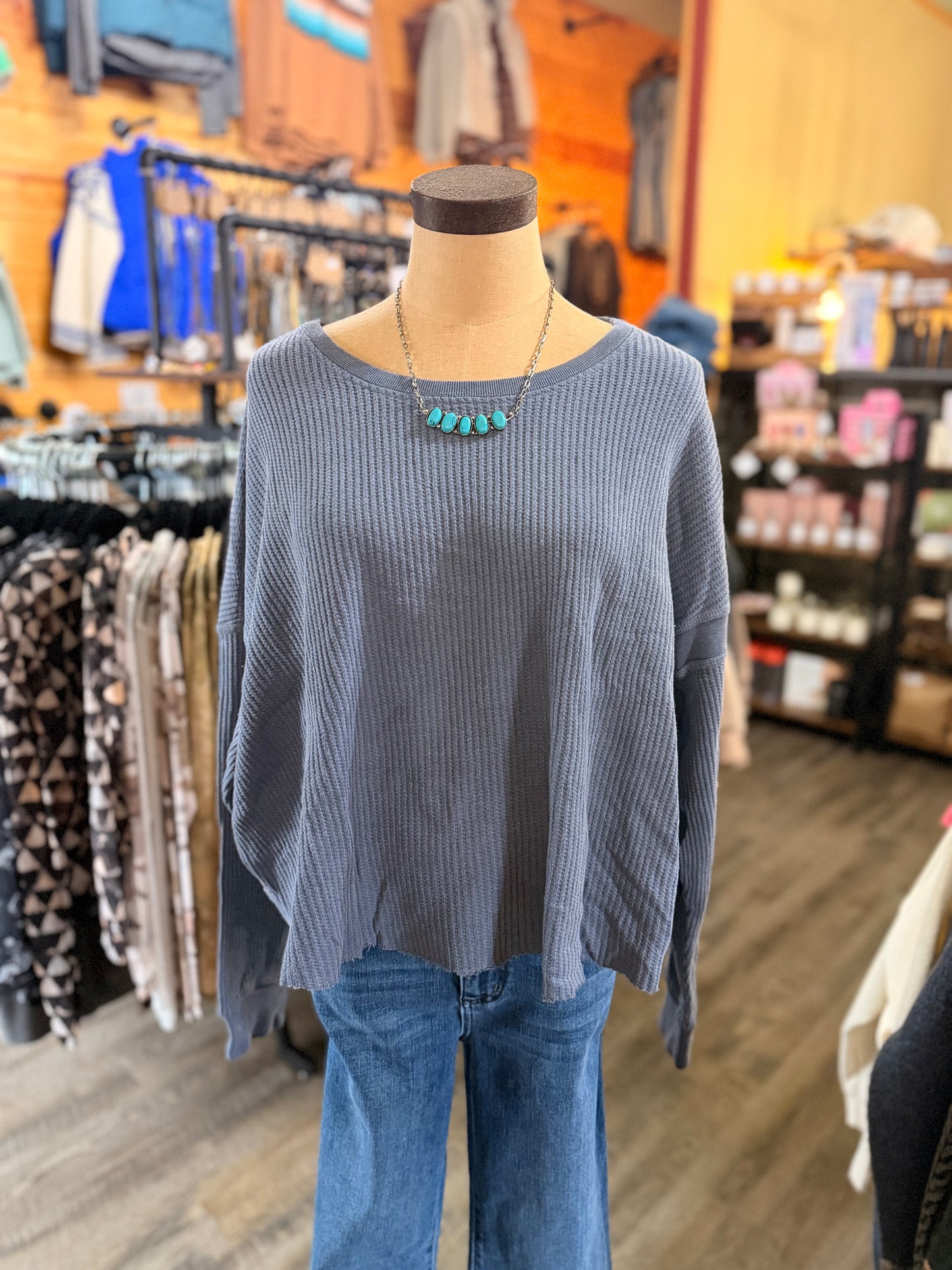 Open Back Waffle Knit Top