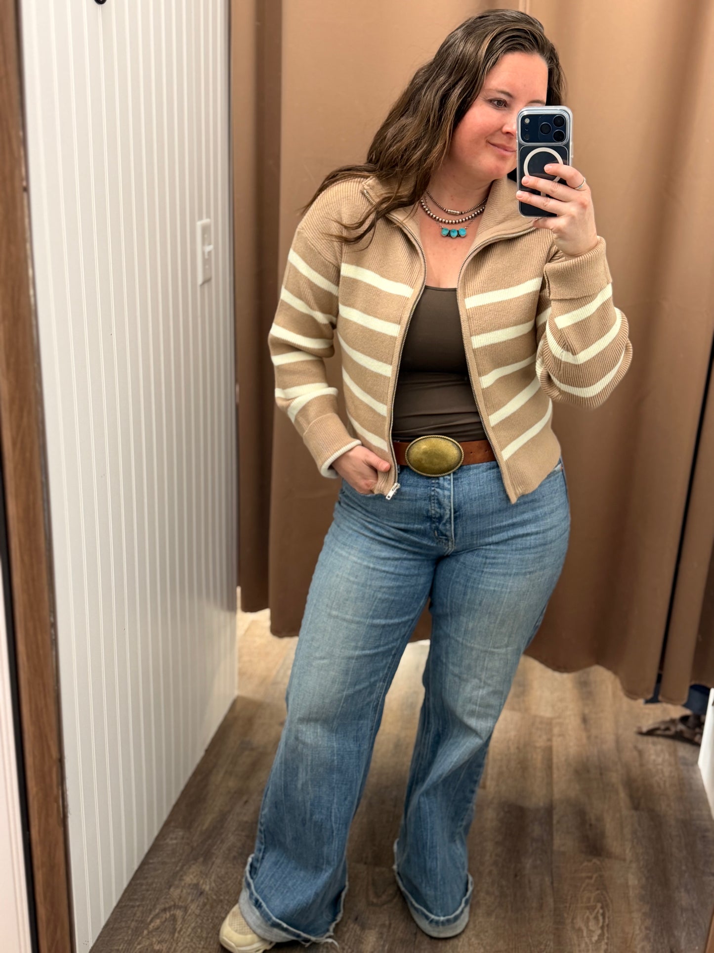 The Sand Dune Stripe Zip Sweater 🤎✨