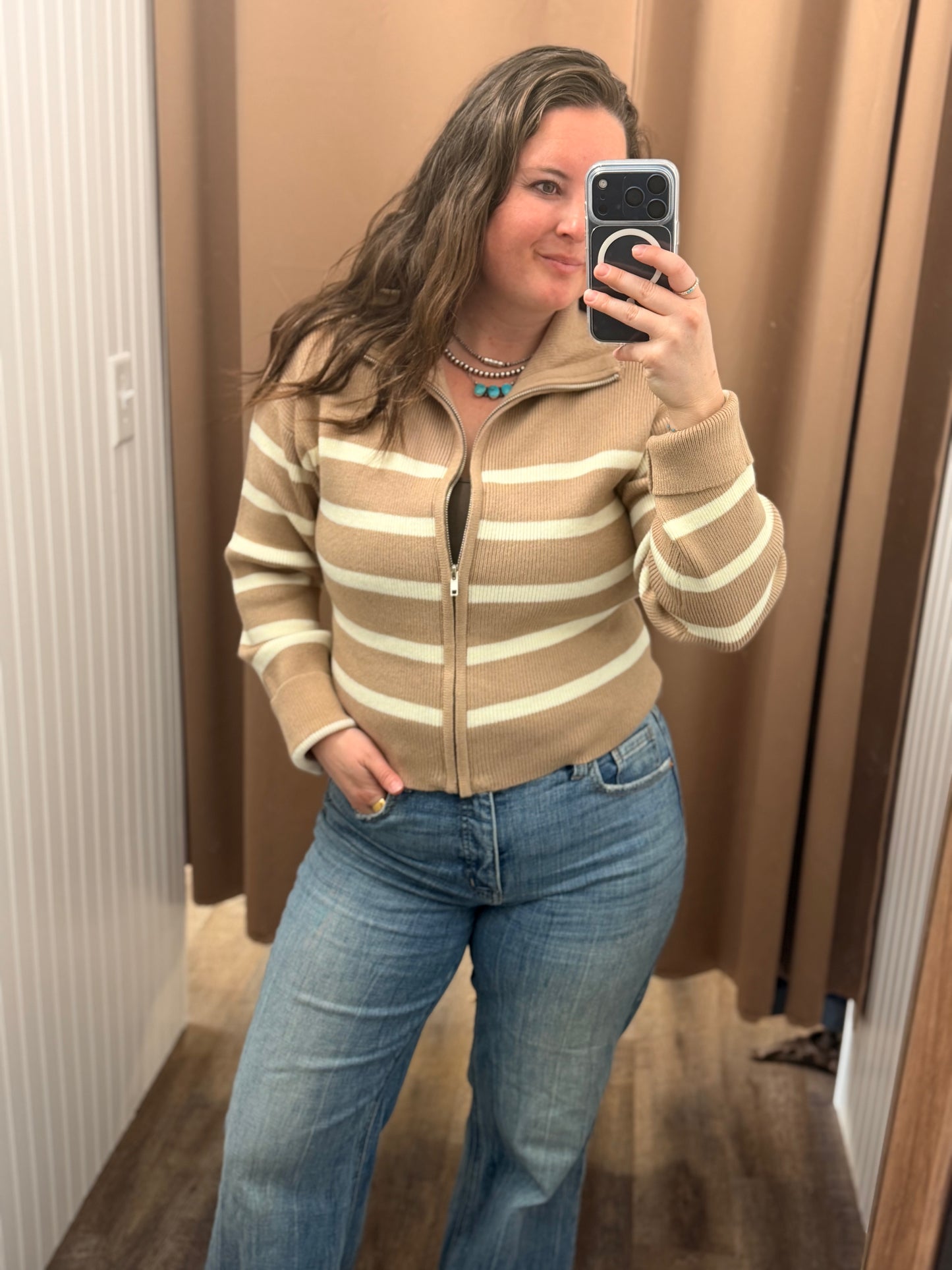 The Sand Dune Stripe Zip Sweater 🤎✨