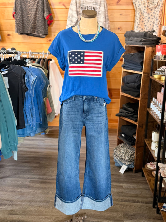 AMERICAN FLAG PATCH TEE (2 Colors)