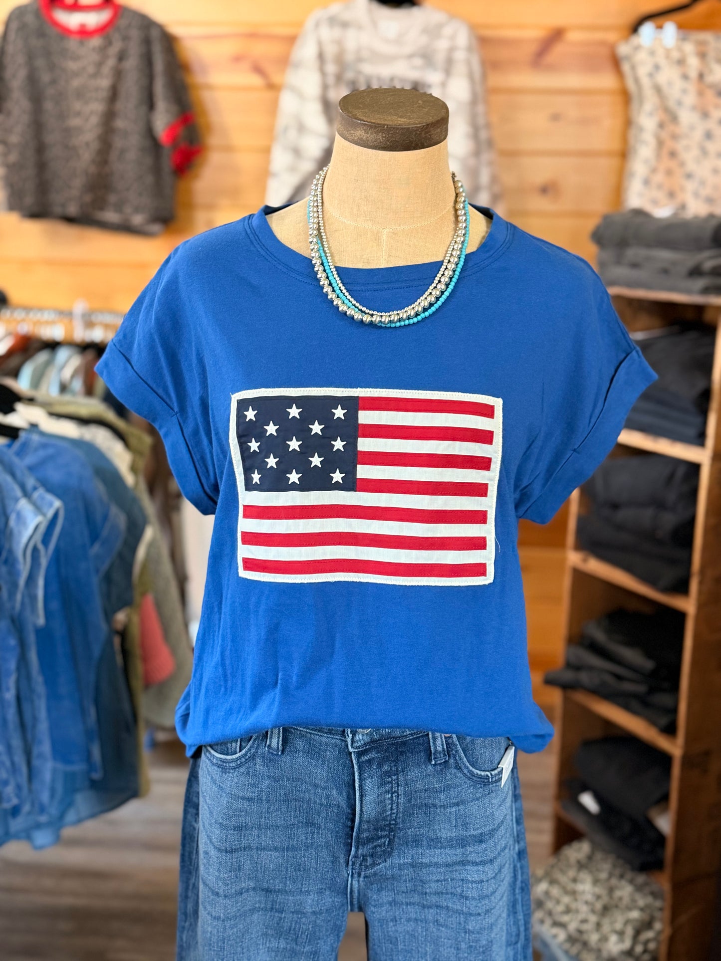 AMERICAN FLAG PATCH TEE (2 Colors)