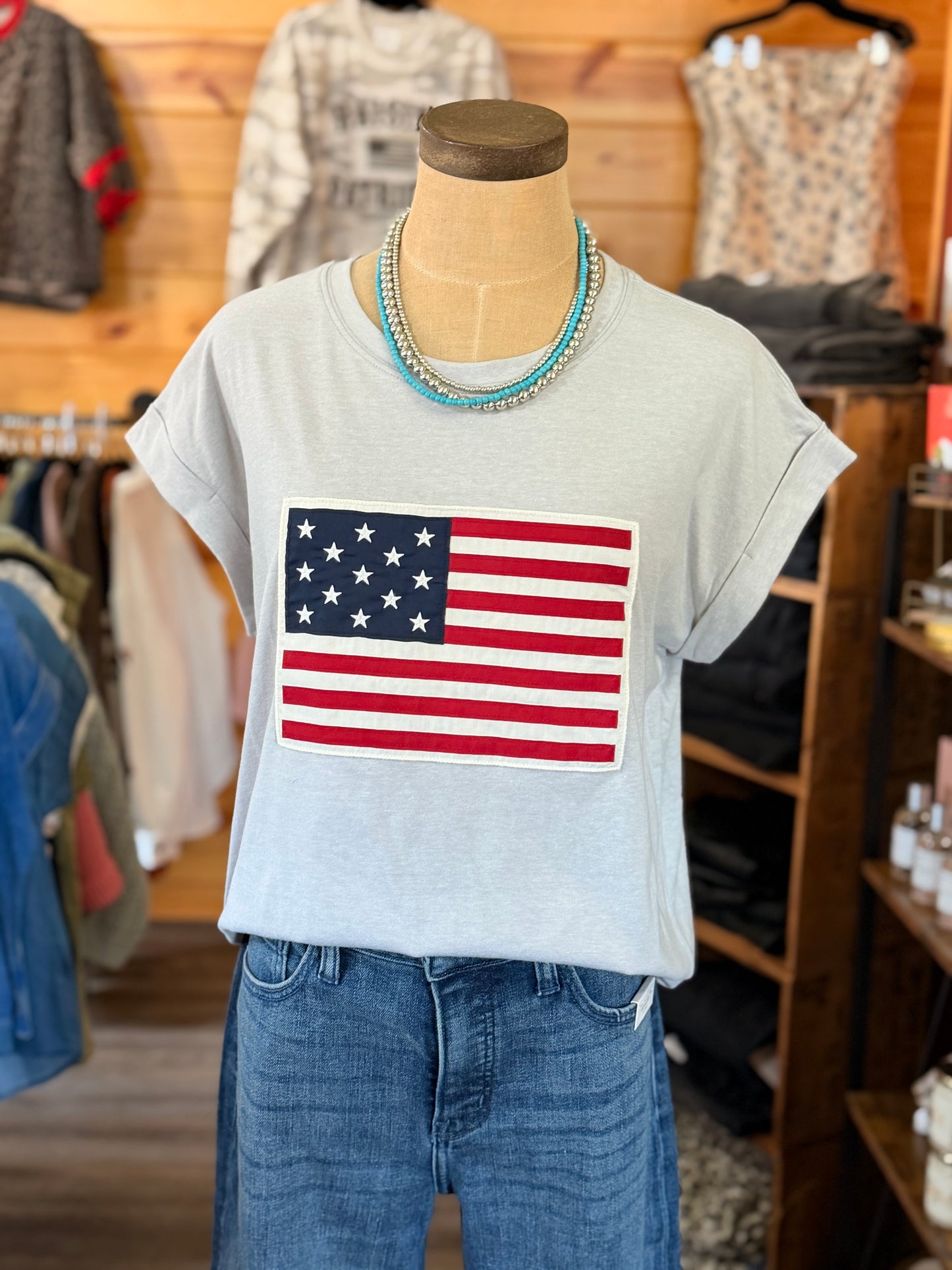 AMERICAN FLAG PATCH TEE (2 Colors)