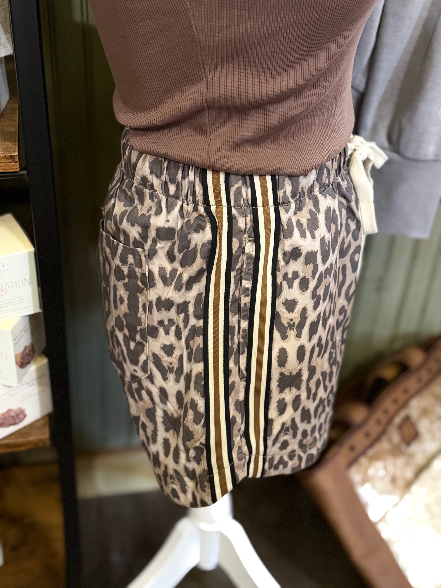 Leopard Side Stripe Shorts