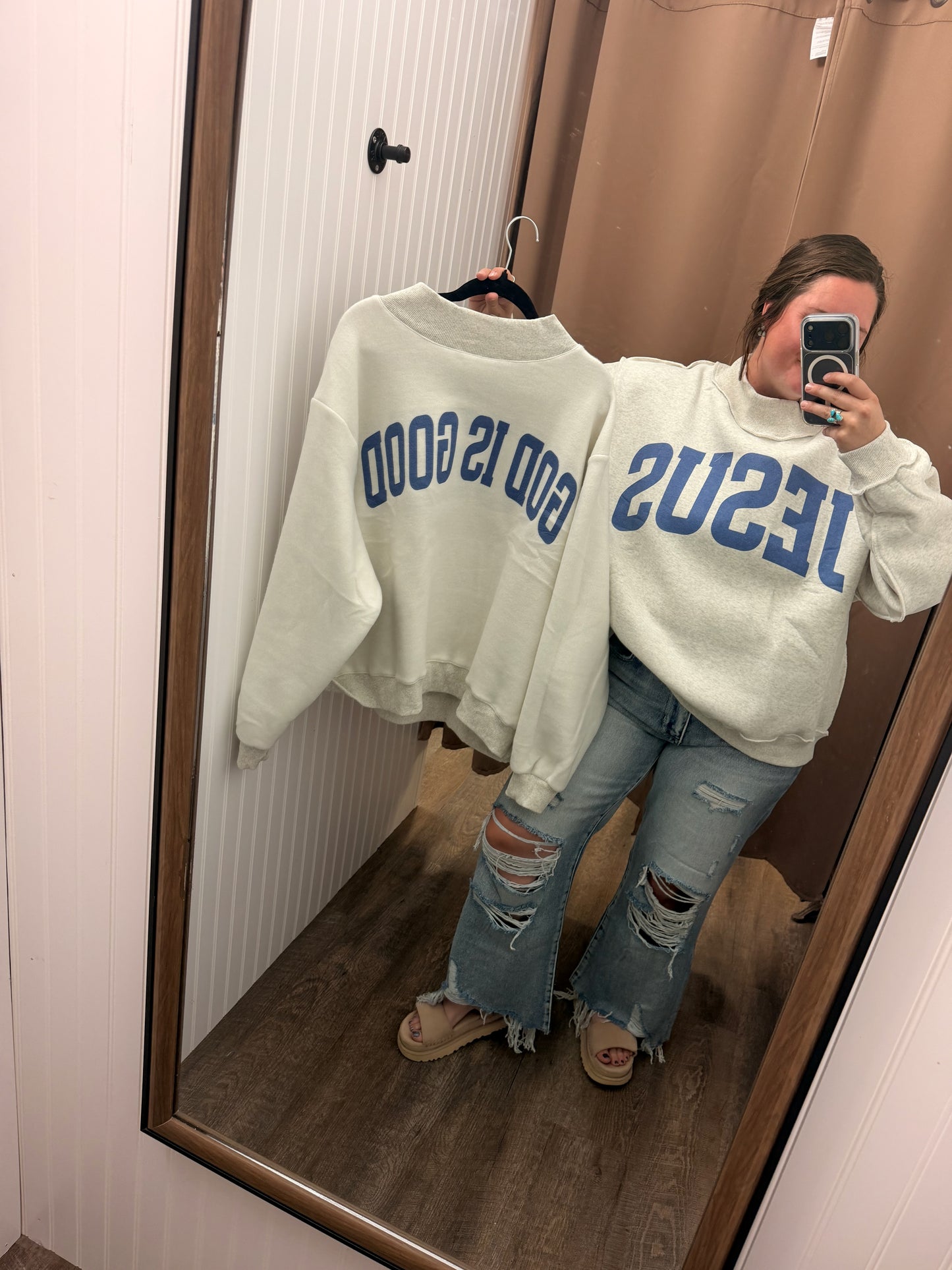 Reversible "God Is Good / Jesus" Crewneck