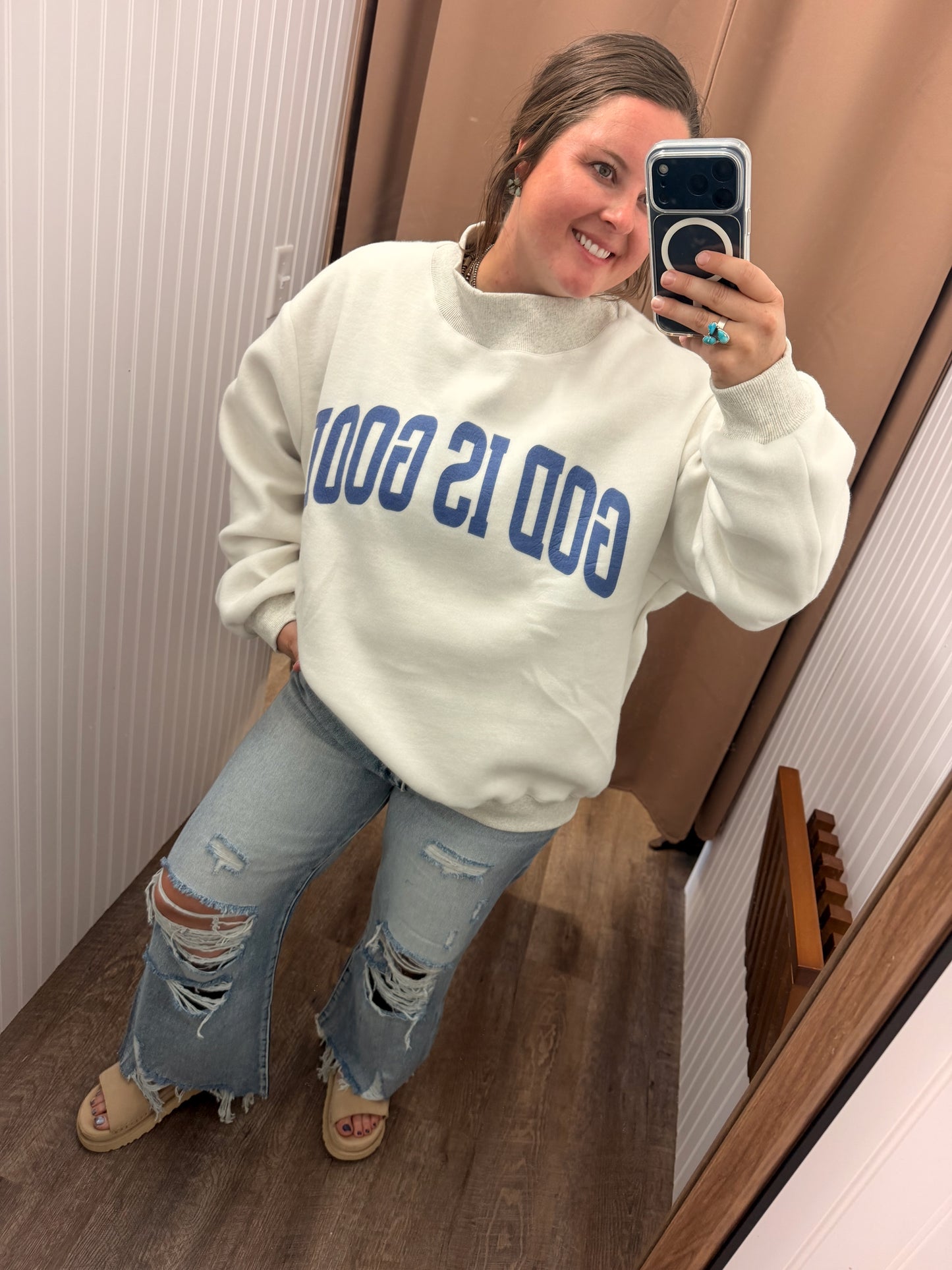 Reversible "God Is Good / Jesus" Crewneck