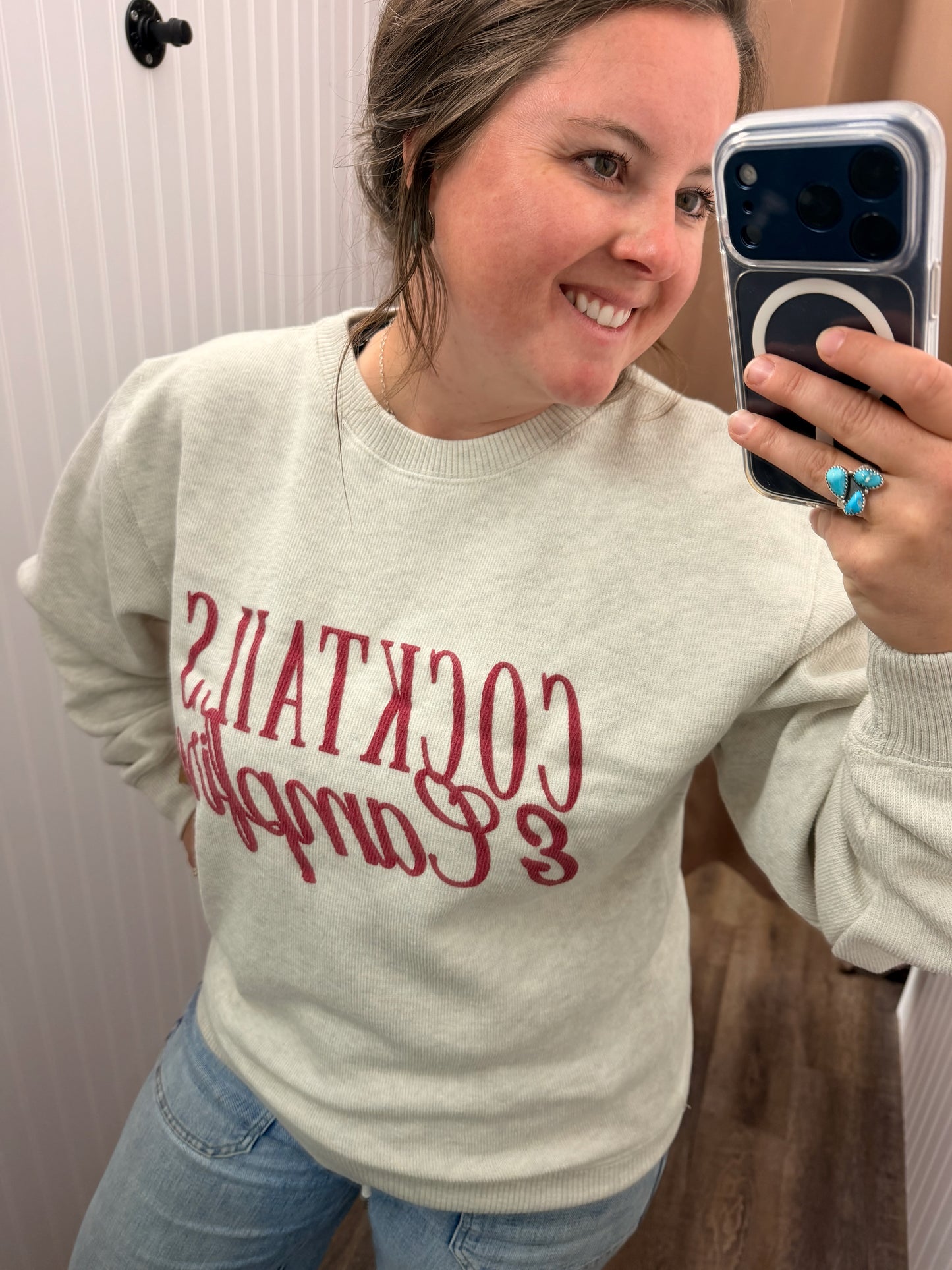 Cocktails & Campfires Oatmeal Knit Sweater