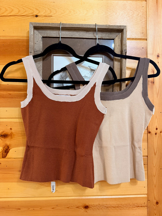Autumn Contrast Sweater Tank (2 Colors)