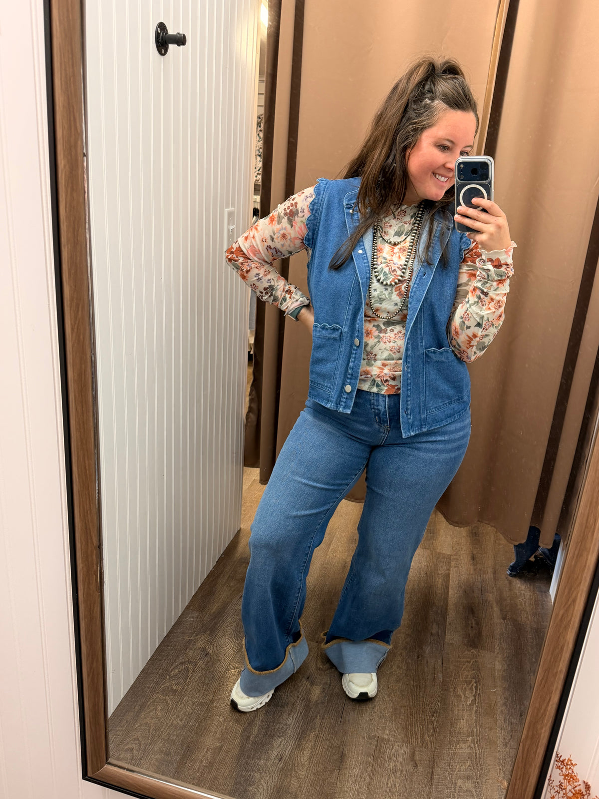 Ruffle Edge Denim Vest