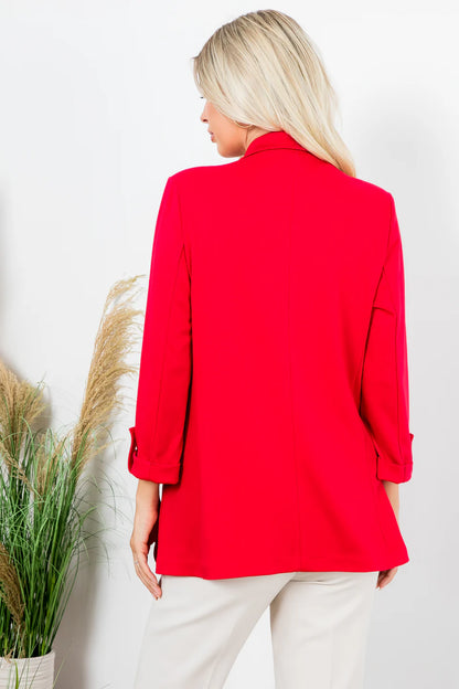 BLAZER W/ ROLL UP SLEEVE & FLAP POCKET (2 Colors)