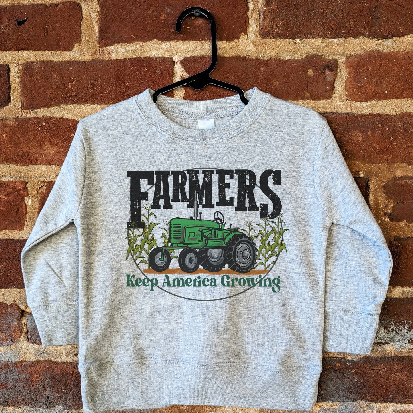 Kids Green Tractor Farm Long Sleeve