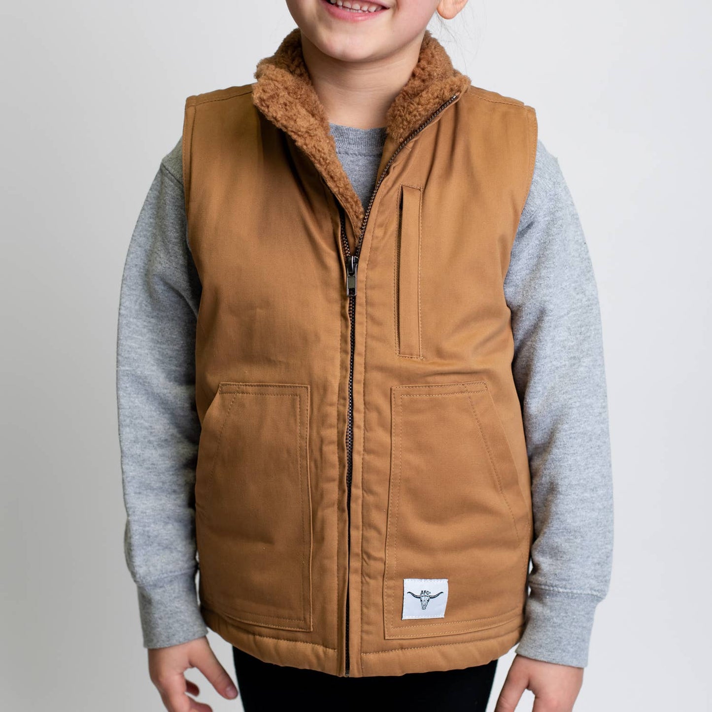 Western Kids Brown Work Sherpa Vest