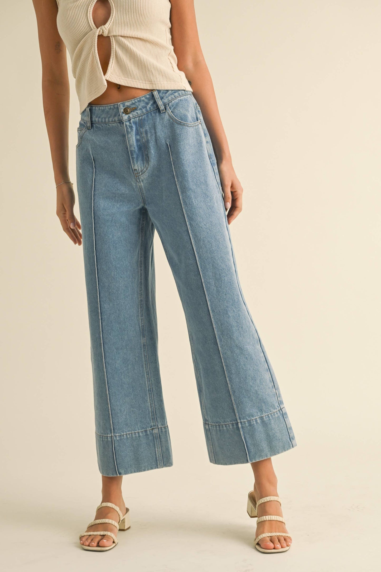 MIOU MUSE WIDE HEM DENIM PANTS