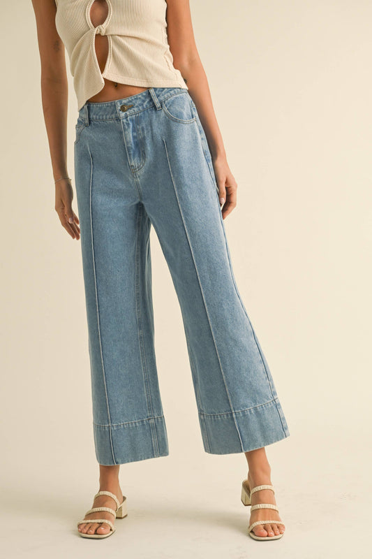 MIOU MUSE WIDE HEM DENIM PANTS