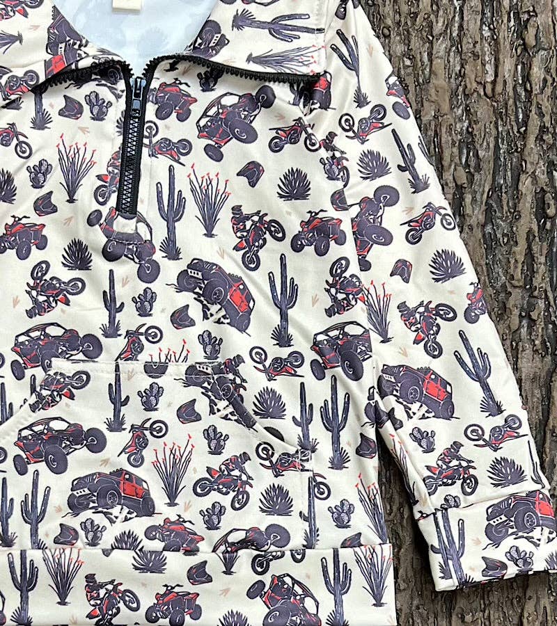 Desert Cactus & truck pull over sweatshirt.