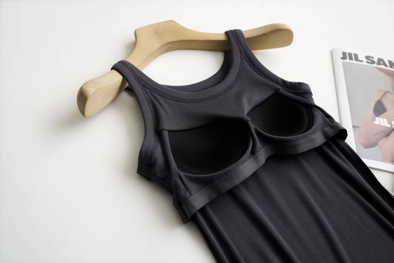Essential Basic Rib Soft tank top w built in bra (3 Colors)