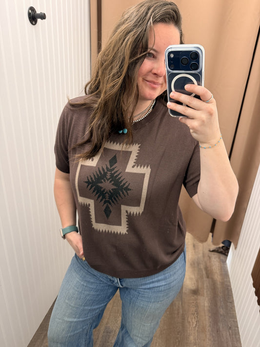 The Mocha Contrast Knit Tee