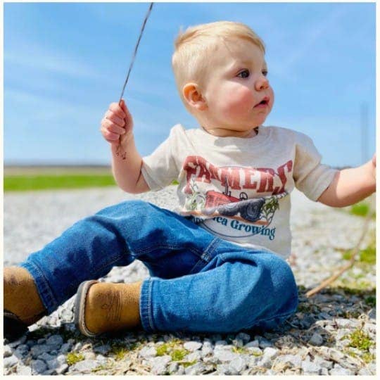 Red Tractor Farm Baby Onesie