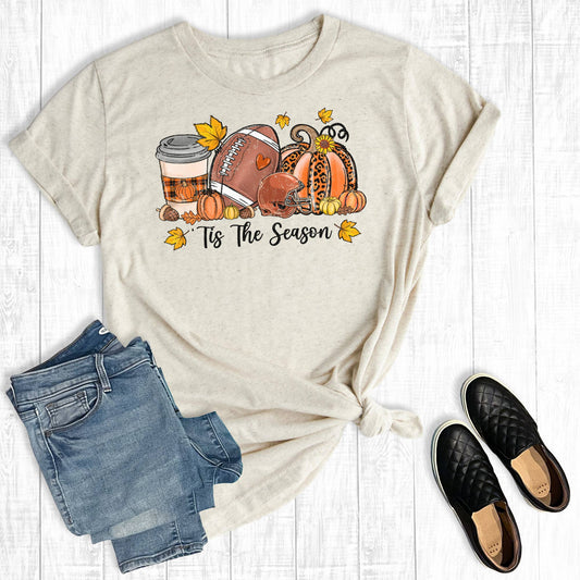 Pumpkin Football Fall Tis The Season Graphic Tee