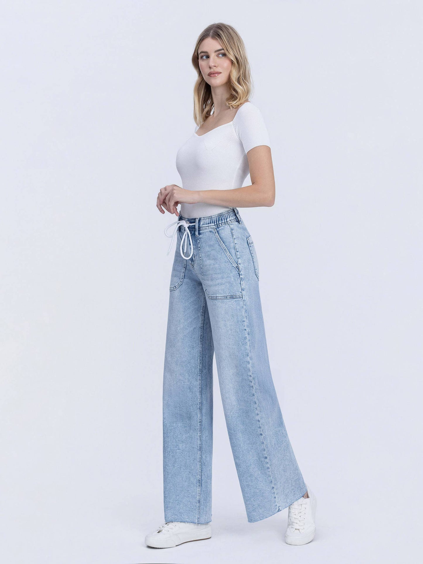 Flying Monkey "Easy Days" Drawstring Wide Leg Jeans