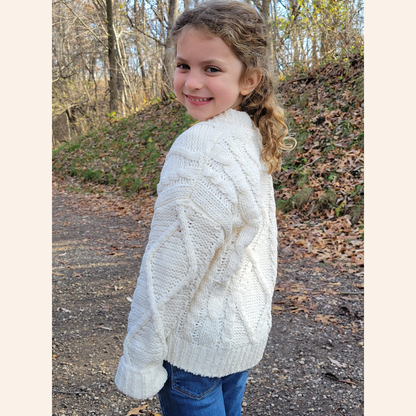 Ivory Cable Knit Cardigan- Child