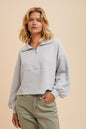 Cotton Thermal Cropped Half Zip Pullover