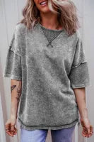Gray Mineral Wash Oversized Tee (Regular & Plus)