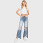Petra153 DISTRESSED HIGH RISE RIGID VINTAGE CROPPED FLARE