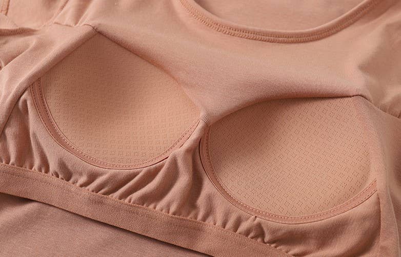Built-in bra short sleeve crewneck tee top