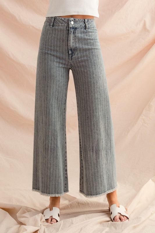 Washed Striped Pants