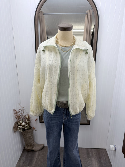 Floral Zip-up Collared Jacket