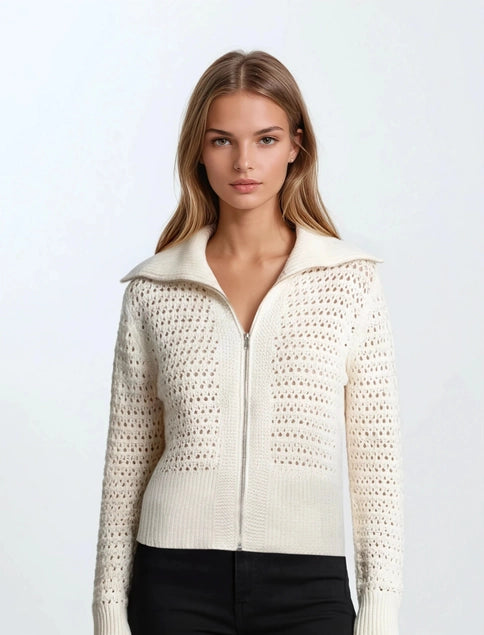 Ivory Breeze Zip Cardigan
