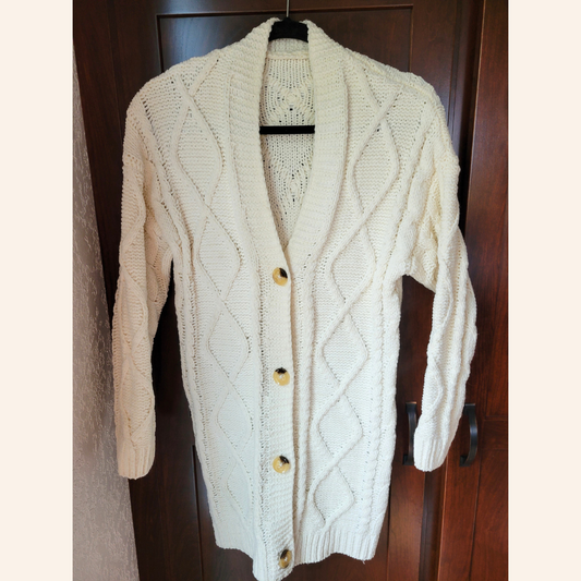 Ivory Cable Knit Cardigan- Women