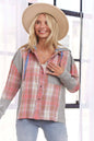 BUTTON DOWN PLAID HOODIE SHACKET (Two Colors)