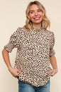 Leopard Print Puff Sleeve Top