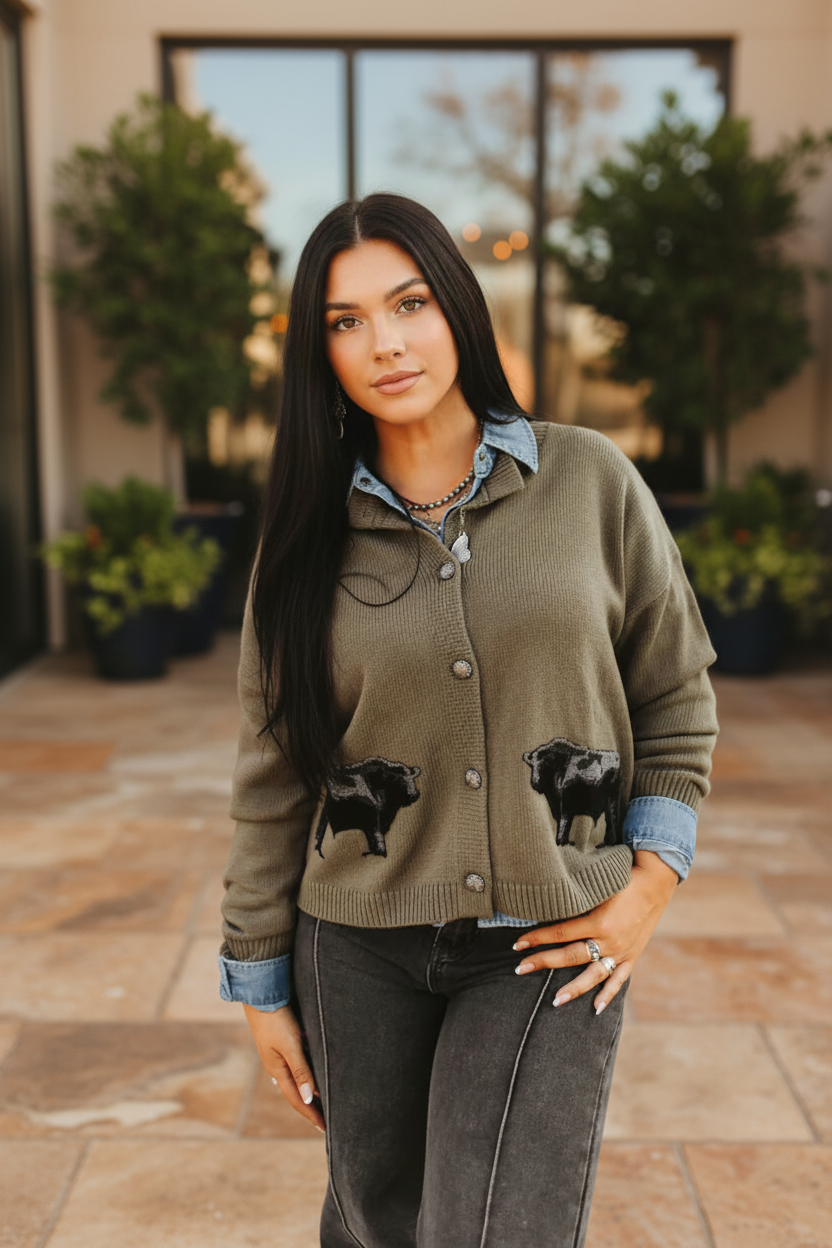 The Black Angus Button Cardigan