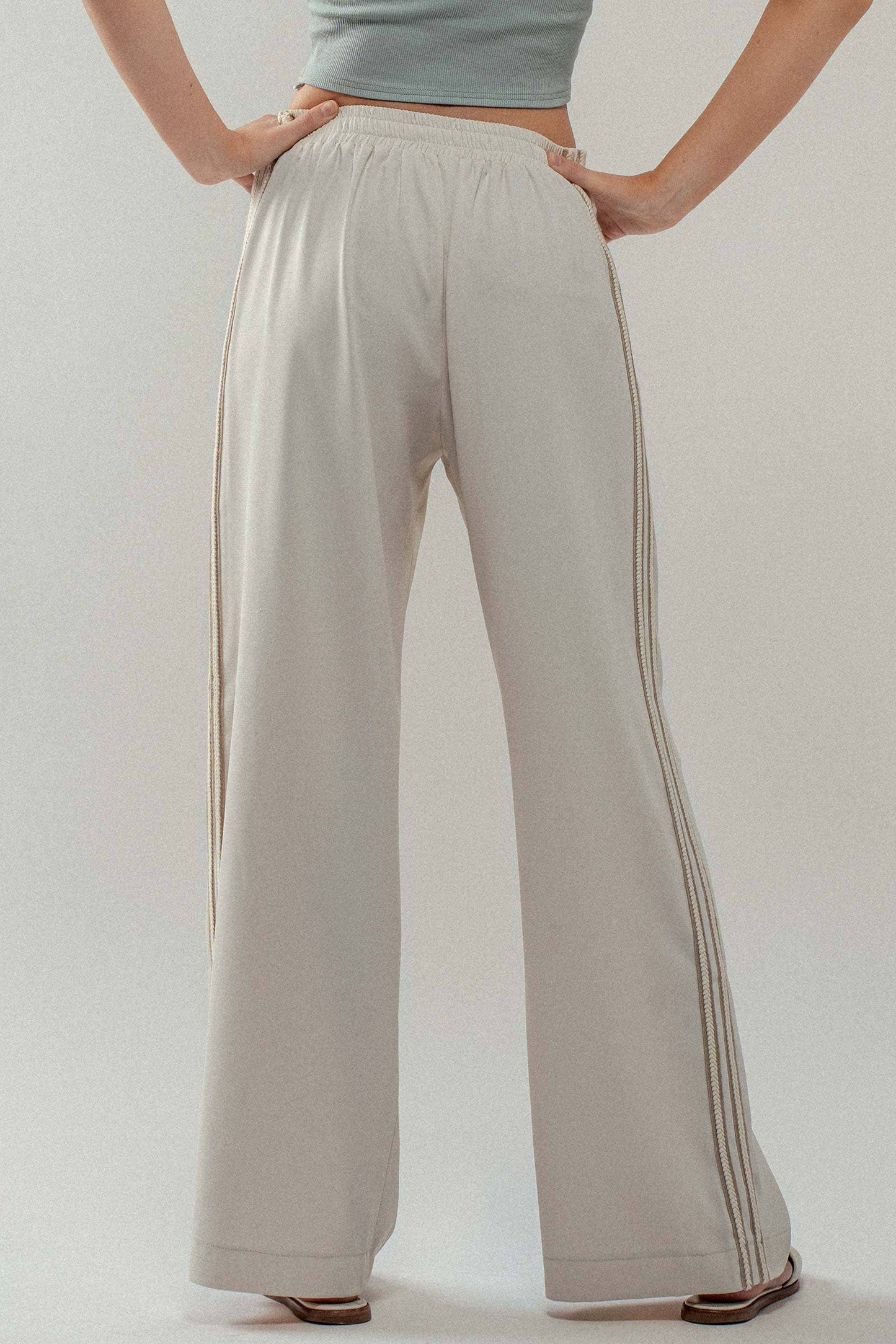 Wide Leg Drawstring Stripe Lounge Pants