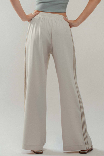 Wide Leg Drawstring Stripe Lounge Pants