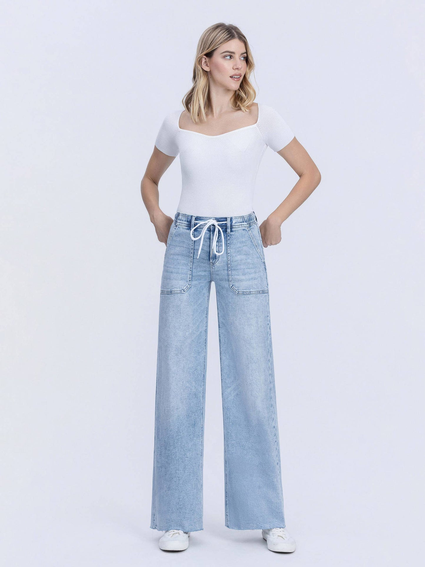 Flying Monkey "Easy Days" Drawstring Wide Leg Jeans