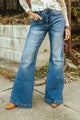 Dark Wash High Rise Flare Jeans (Tummy Control)
