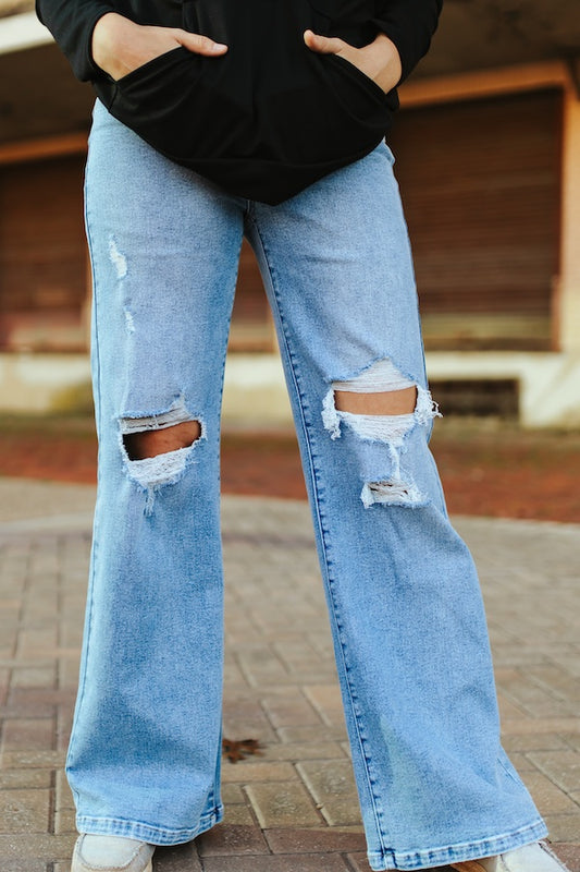 L&B Dakota Distressed Wide Leg Jeans 👖